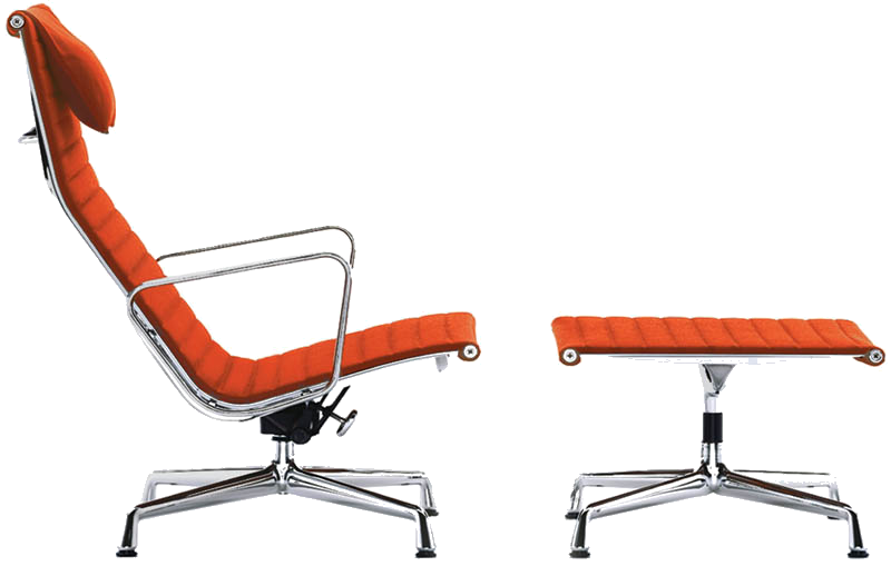 Vitra Aluminium Chair EA 124/125 w czerwonej tkaninie